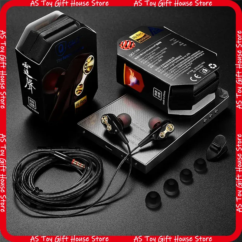 Audio Music Hifi - QKZ CK8 หูฟังชนิดใส่ในหูแบบมีสายไดร์เวอร์แบบไดนามิกคู่ไฮไฟสเตอริโอเสียงความละเอียดสูงสำหรับกีฬาวิ่งเล่นเกมเพลงสำหรับโทรศัพท์และพีซี
